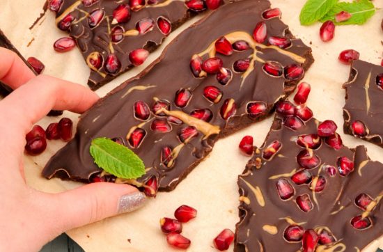 pomegranate and peanut butter chocolate bark