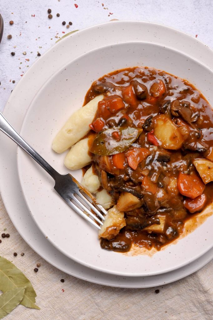 Mushroom stew and gnocchi